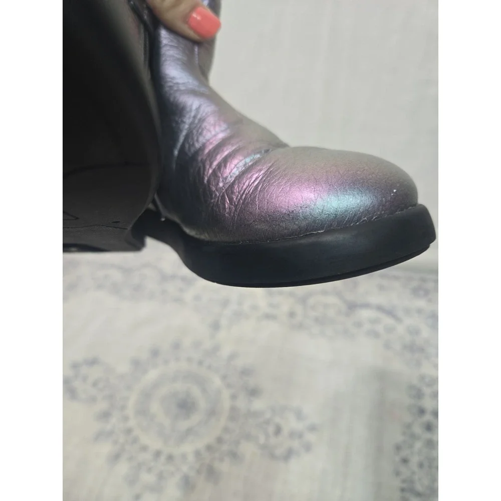 Camper Duet Kids‎ Iridescent Leather Side Zip Ankle Boots EUR 33 US 1.5 Penguin
